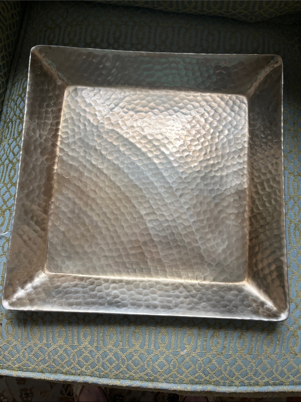 Threshold Hammered Metal Square Serving Tray - Silver